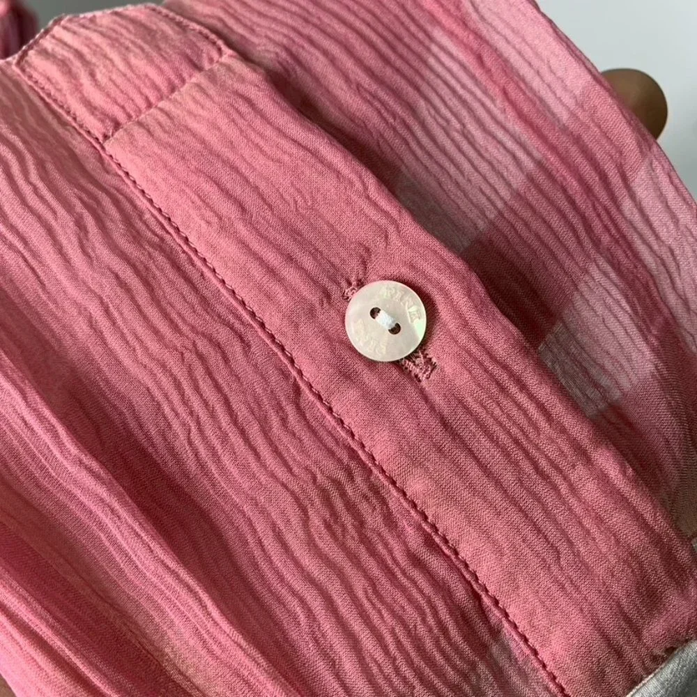 New PINK Women's Darcy Winchester 100% Silk Long Sleeve Button Down Shirt Large - Picture 6 of 11